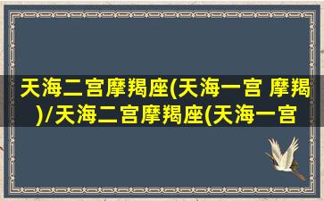 天海二宫摩羯座(天海一宫 摩羯)/天海二宫摩羯座(天海一宫 摩羯)-我的网站